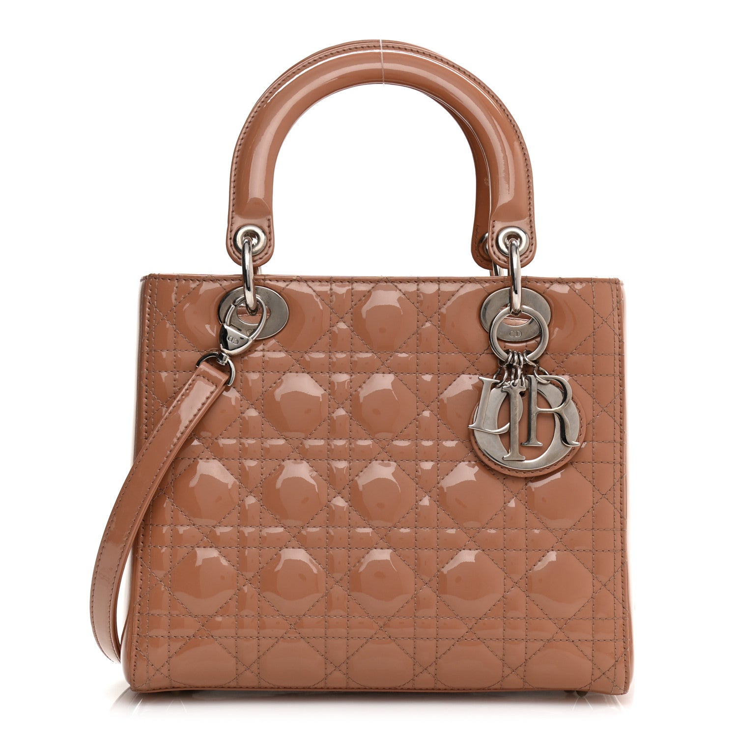Christian Dior Patent Cannage Medium Lady Dior Beige 1 of 11
