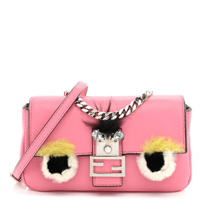 Fendi Nappa Rabbit Fox Fur Micro Buggie Baguette Rosa Fluo Multicolor 1 of 11