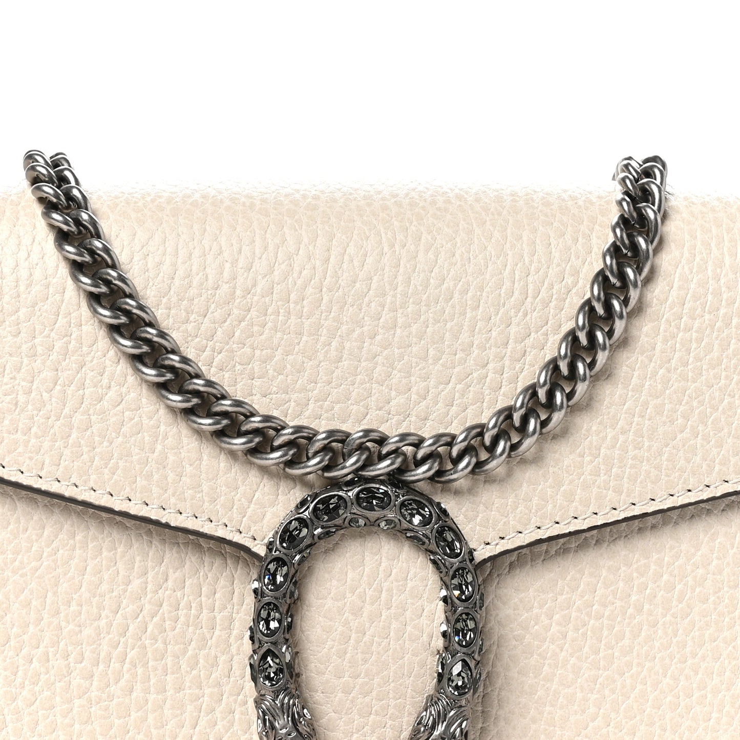 Dollar Calfskin Mini Dionysus Chain Wallet Mystic White