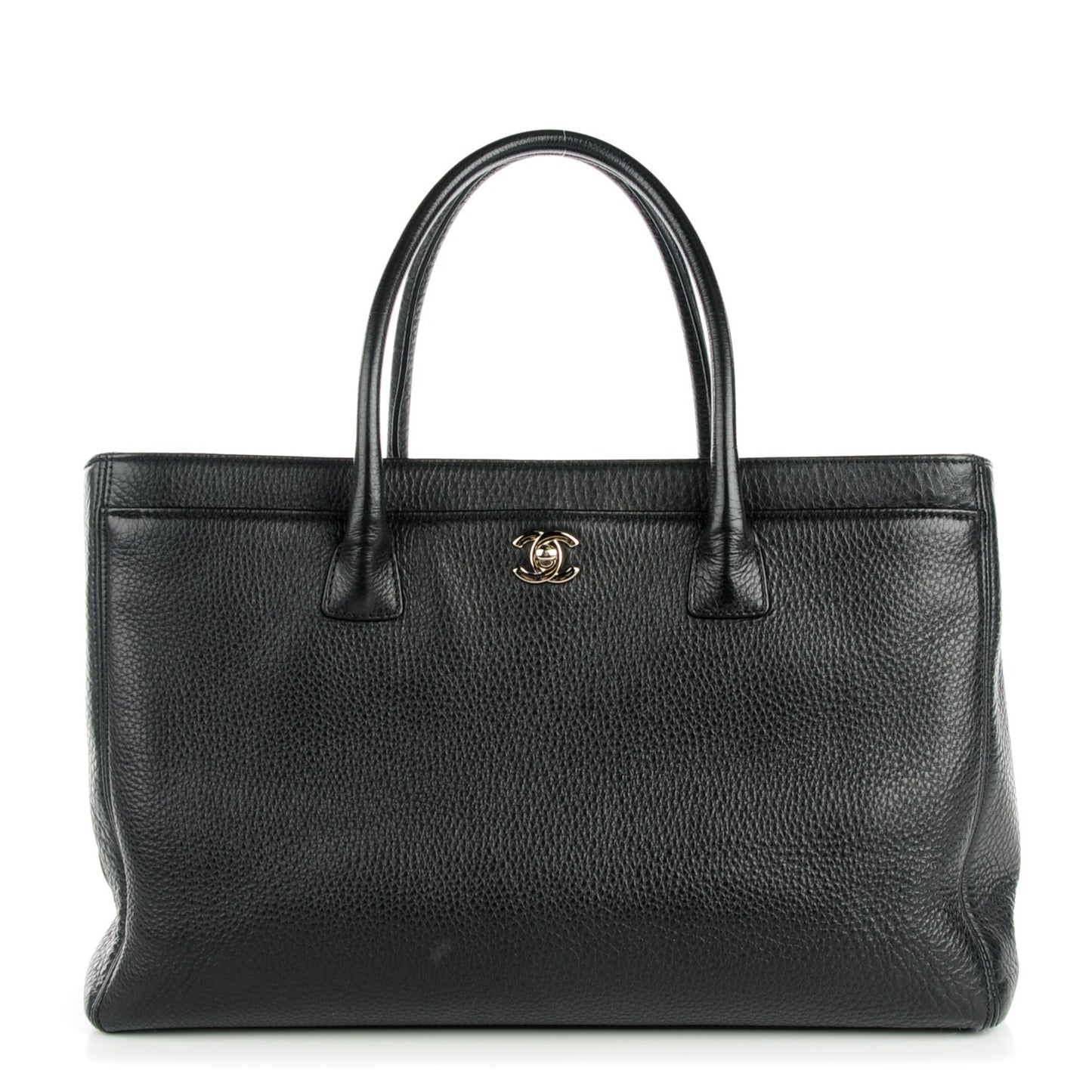 Calfskin Cerf Executive Shopper Tote Black