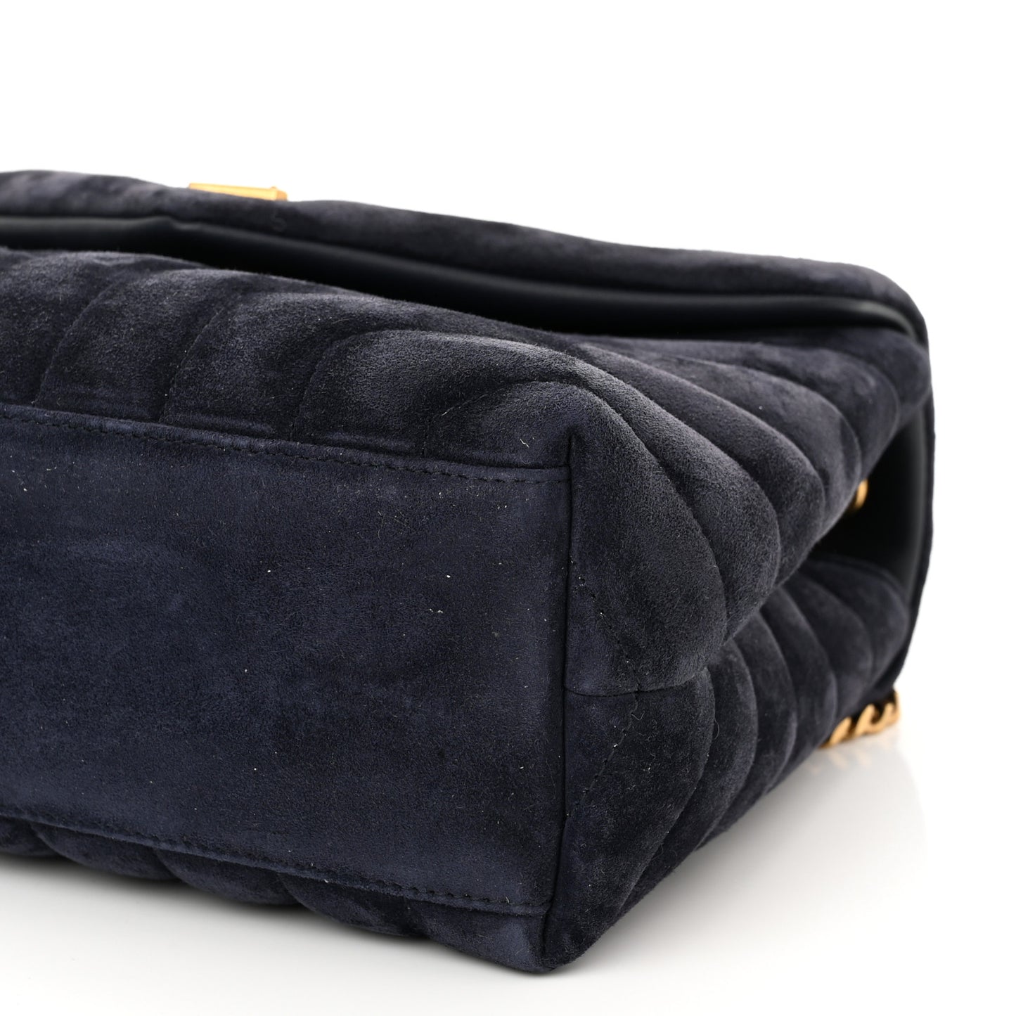 Suede Calfskin Y Quilted Monogram Small Loulou Chain Satchel Deep Marine