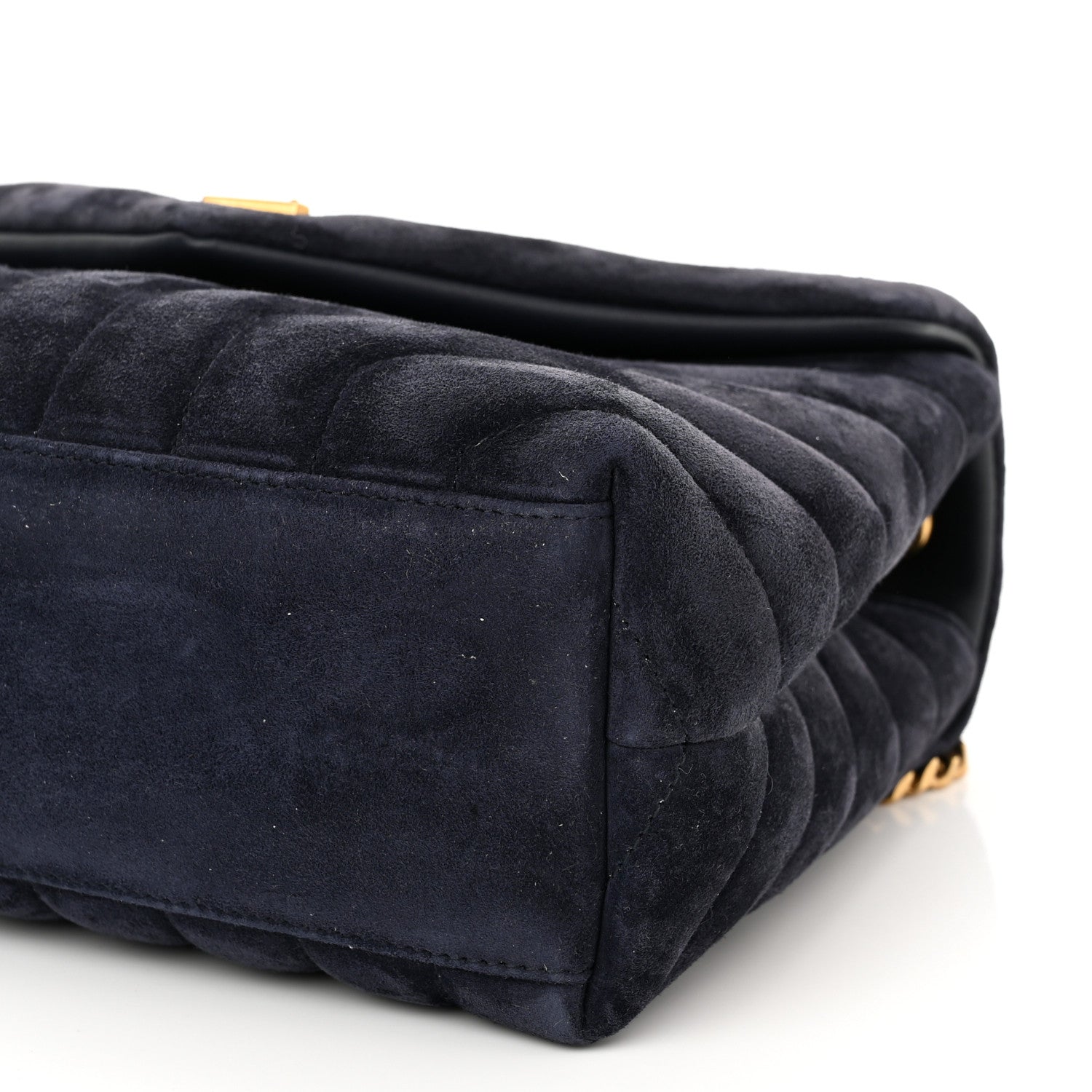 Saint Laurent Suede Calfskin Y Quilted Monogram Small Loulou Chain Satchel Deep Marine 11 of 11