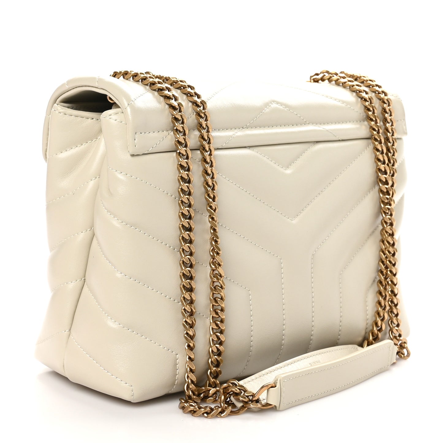 Calfskin Y Quilted Monogram Small Loulou Chain Satchel Crema Soft
