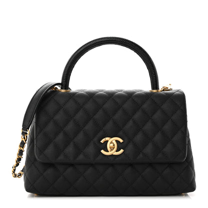 Chanel Caviar Lizard Embossed Quilted Small Coco Handle Flap Black 1 of 12