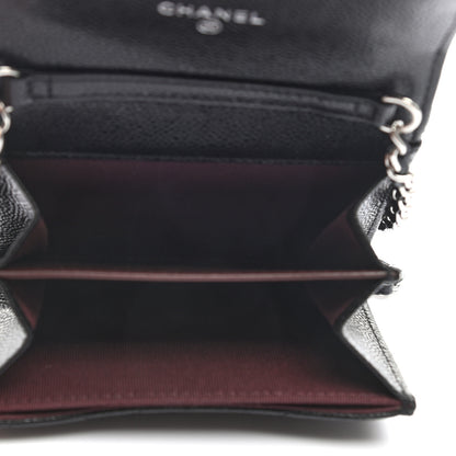 Chanel Caviar Quilted Flap Card Holder On Chain Black 5 of 7