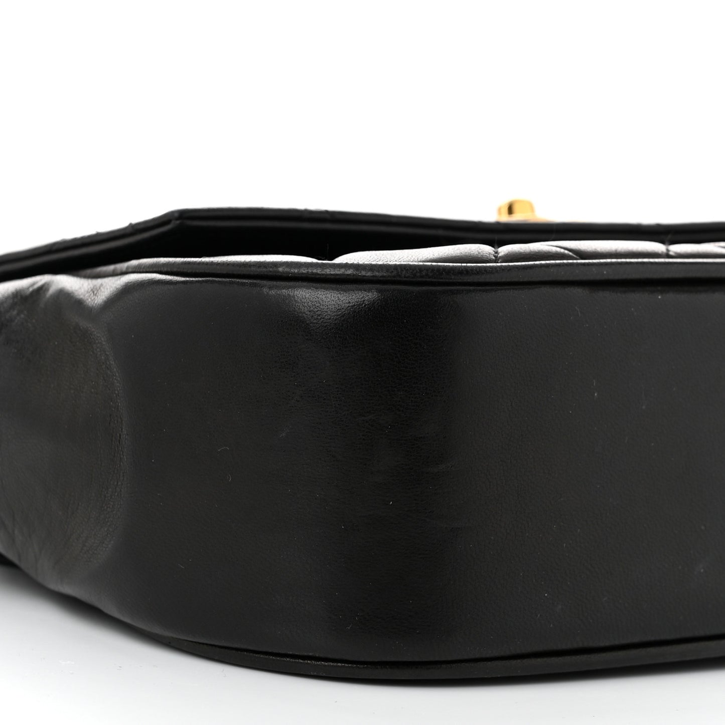Lambskin Quilted Flap Shoulder Bag Black