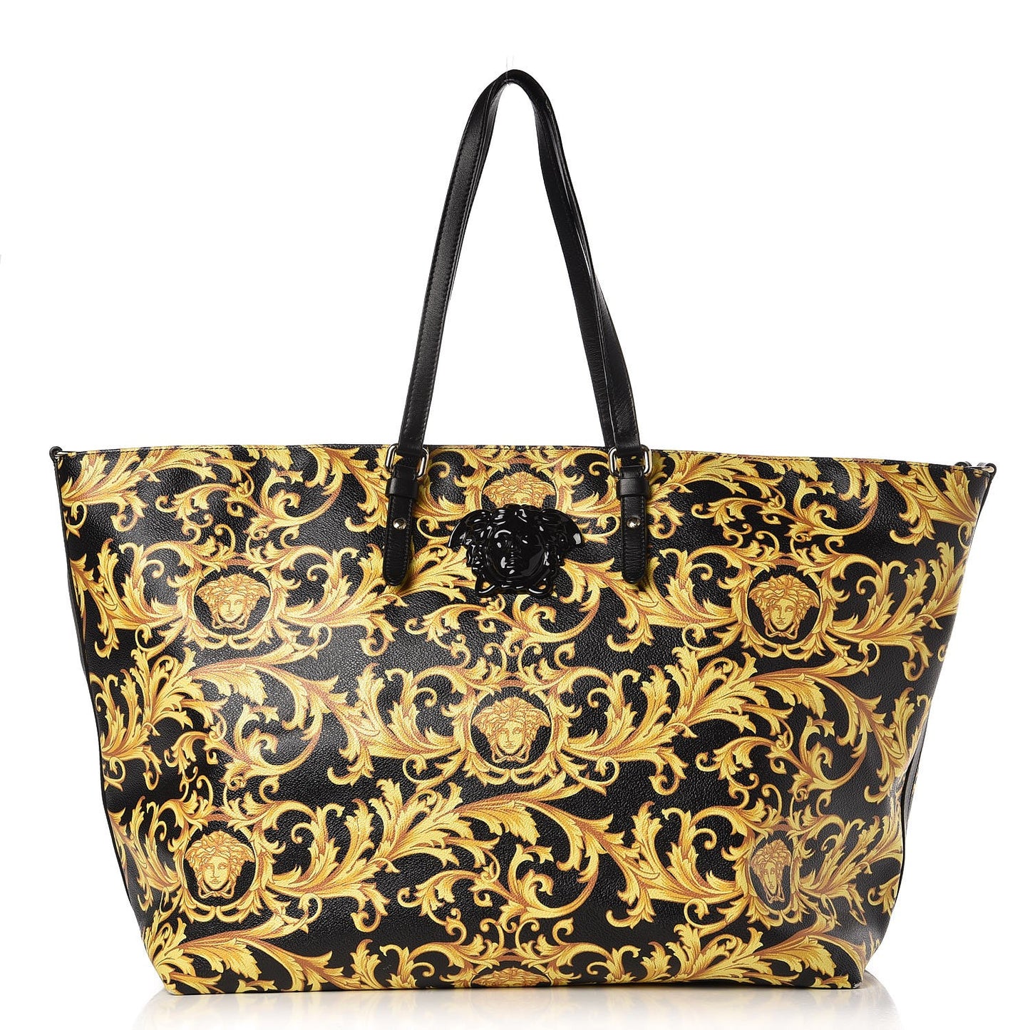 PVC Barocco Printed Tote Black Gold