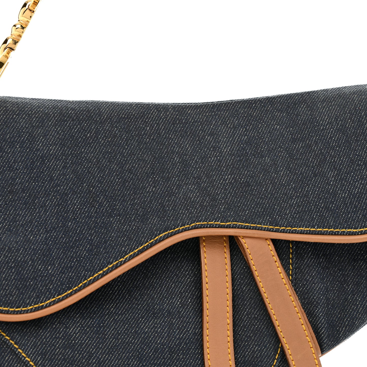 Denim Calfskin Saddle Bag Blue