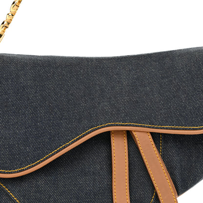 Christian Dior Denim Calfskin Saddle Bag Blue 8 of 13