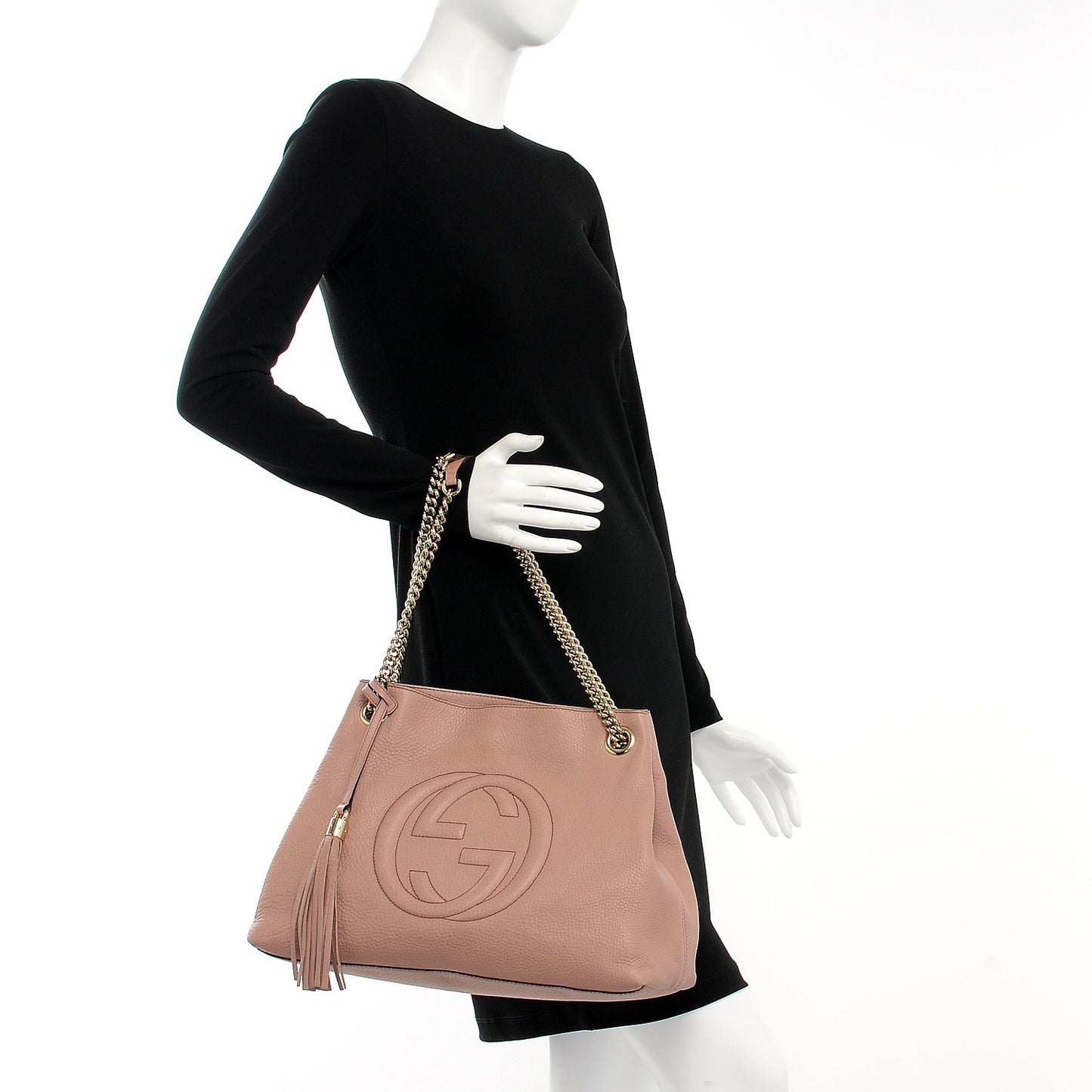 Pebbled Calfskin Medium Soho Chain Shoulder Bag Dark Cipria