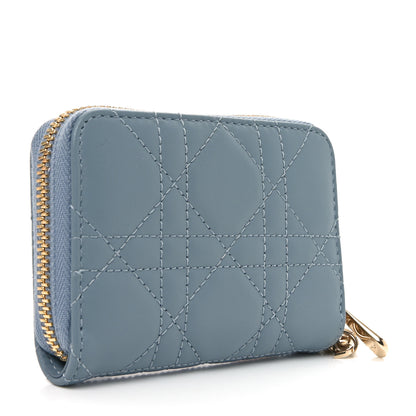 Christian Dior Lambskin Cannage Small Lady Dior Voyageur Coin Purse Cloud Blue 3 of 7
