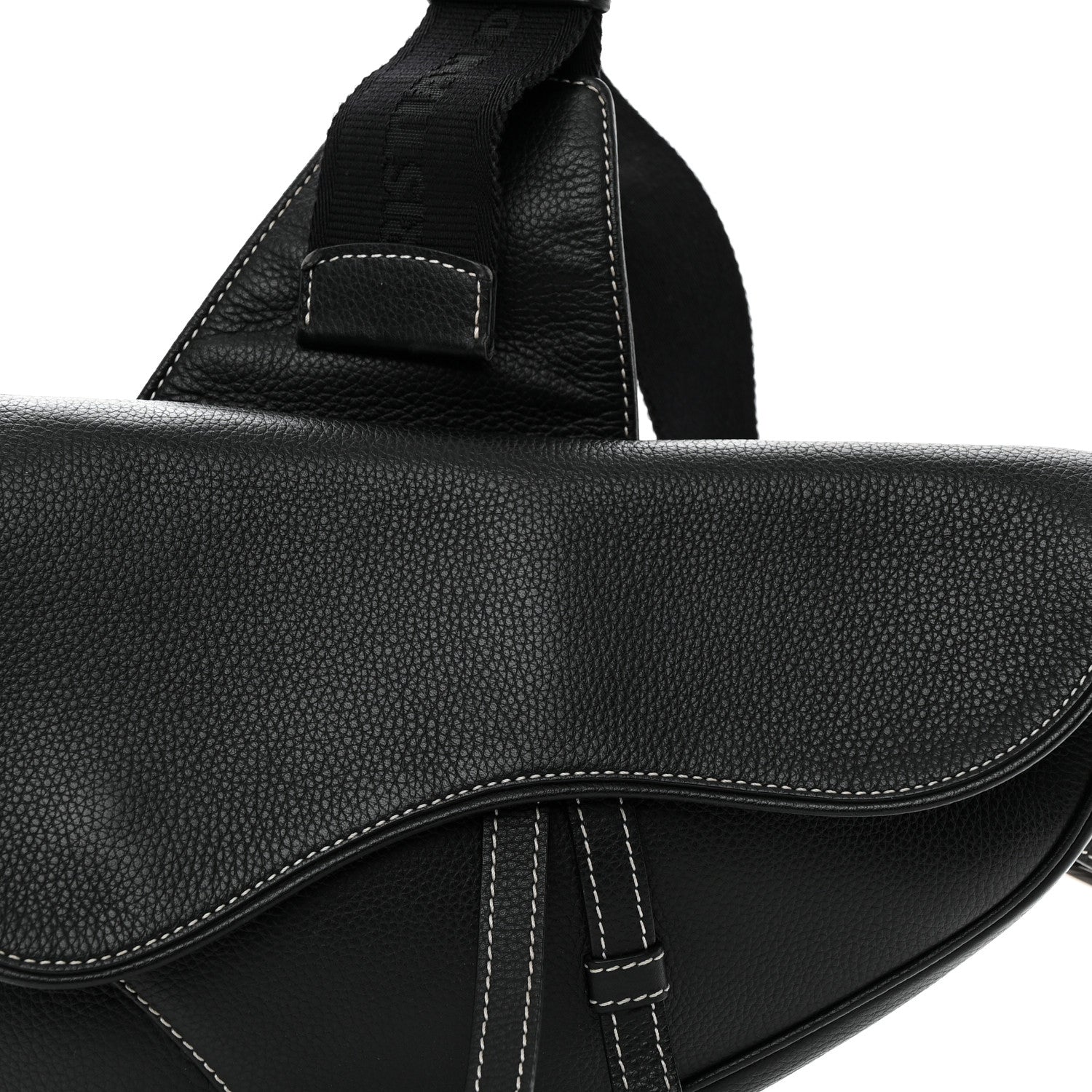 Christian Dior Grained Calfskin Mens Saddle Bag Black 8 of 10
