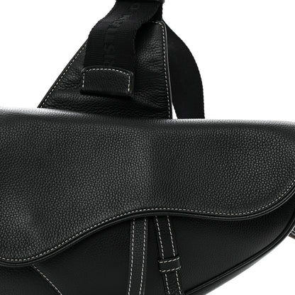 Christian Dior Grained Calfskin Mens Saddle Bag Black 8 of 10