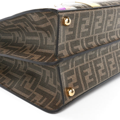 Fendi Glazed Fabric Vitello FF 1974 Hairdo Girls Inlay Medium Peekaboo Iconic Satchel Mogano Panna Multicolor 9 of 10