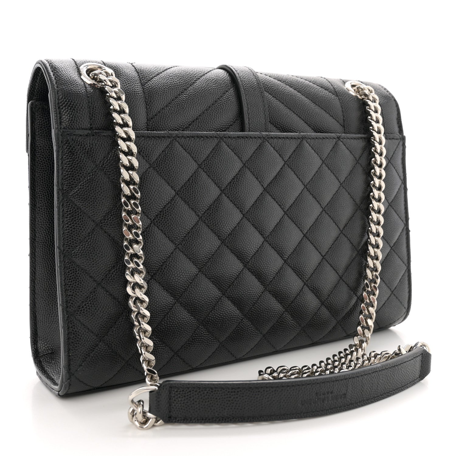Saint Laurent Grain De Poudre Textured Mixed Matelasse Triquilt Medium Monogram Satchel Black 3 of 11