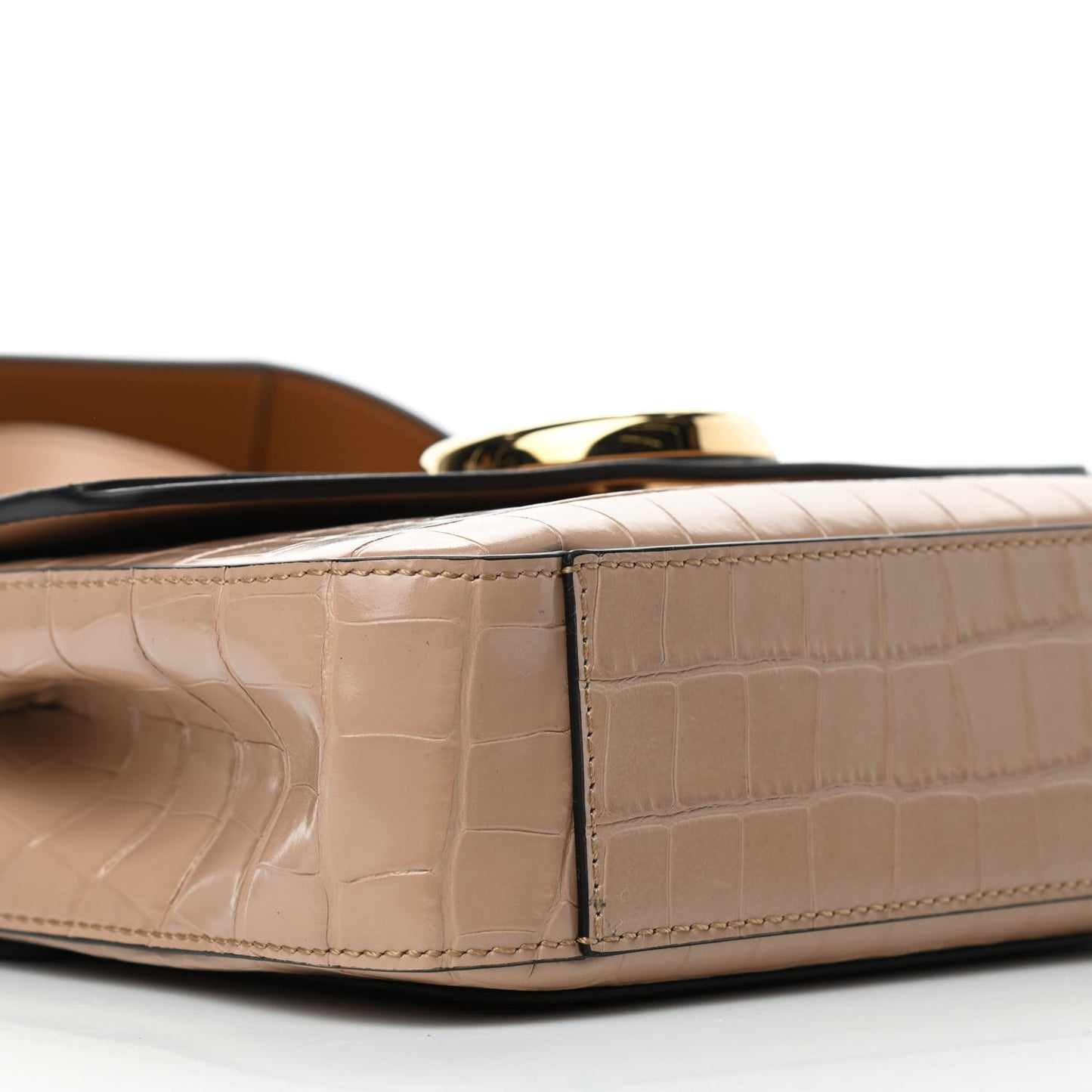 Calfskin Crocodile Embossed Small C Double Carry Nut