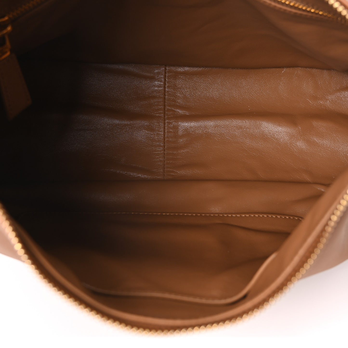 Soft Calfskin Large Aimee Shoulder Bag Caramel