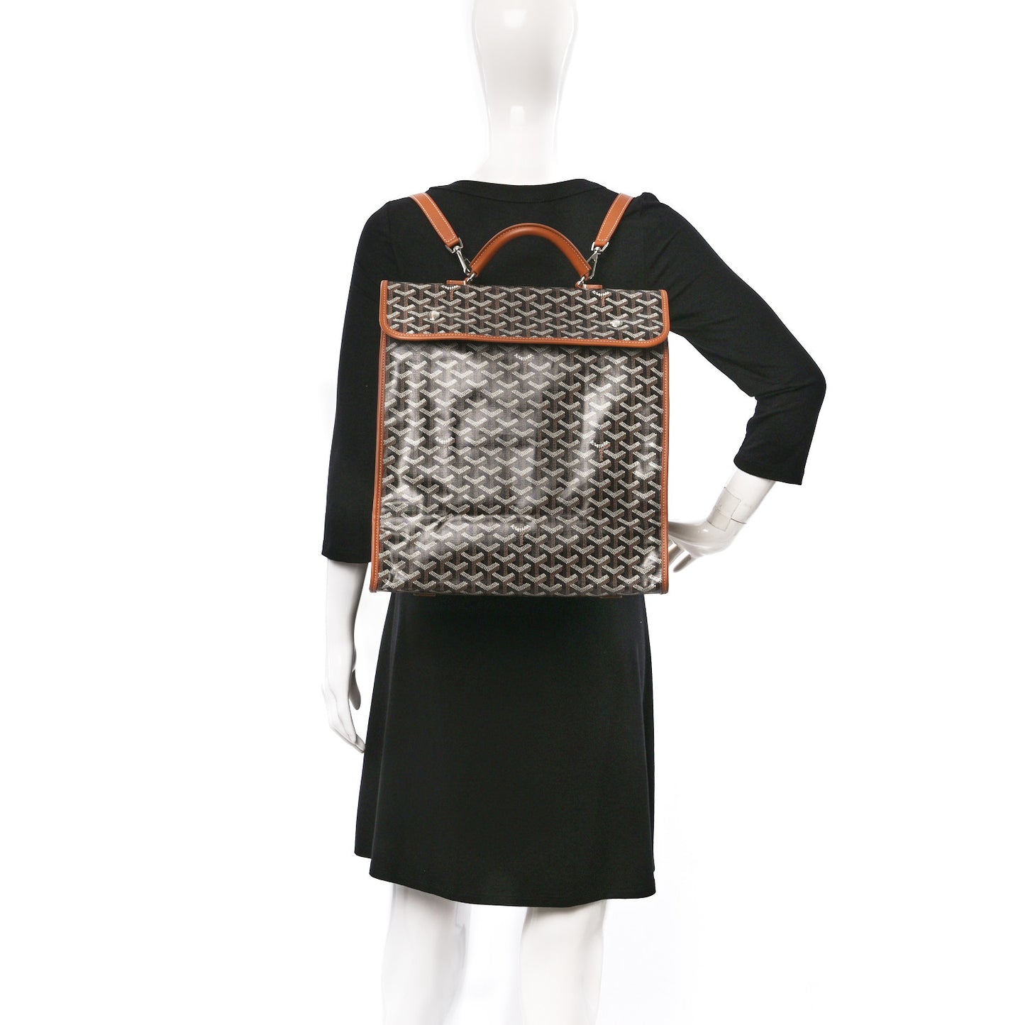 Goyardine Saint Leger Soft Briefcase Backpack Black Gold