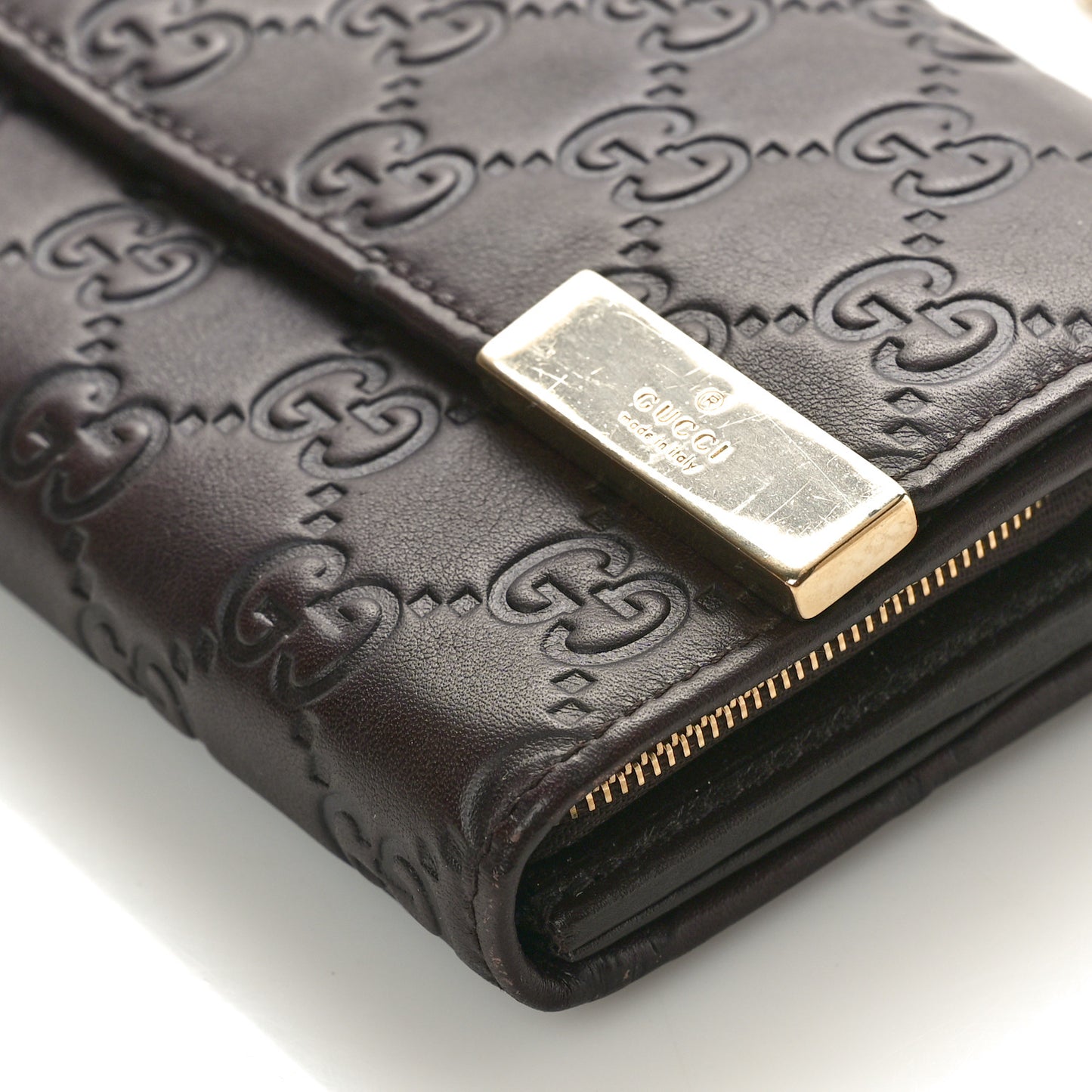 Guccissima Signature Dice Chain Wallet Chocolate