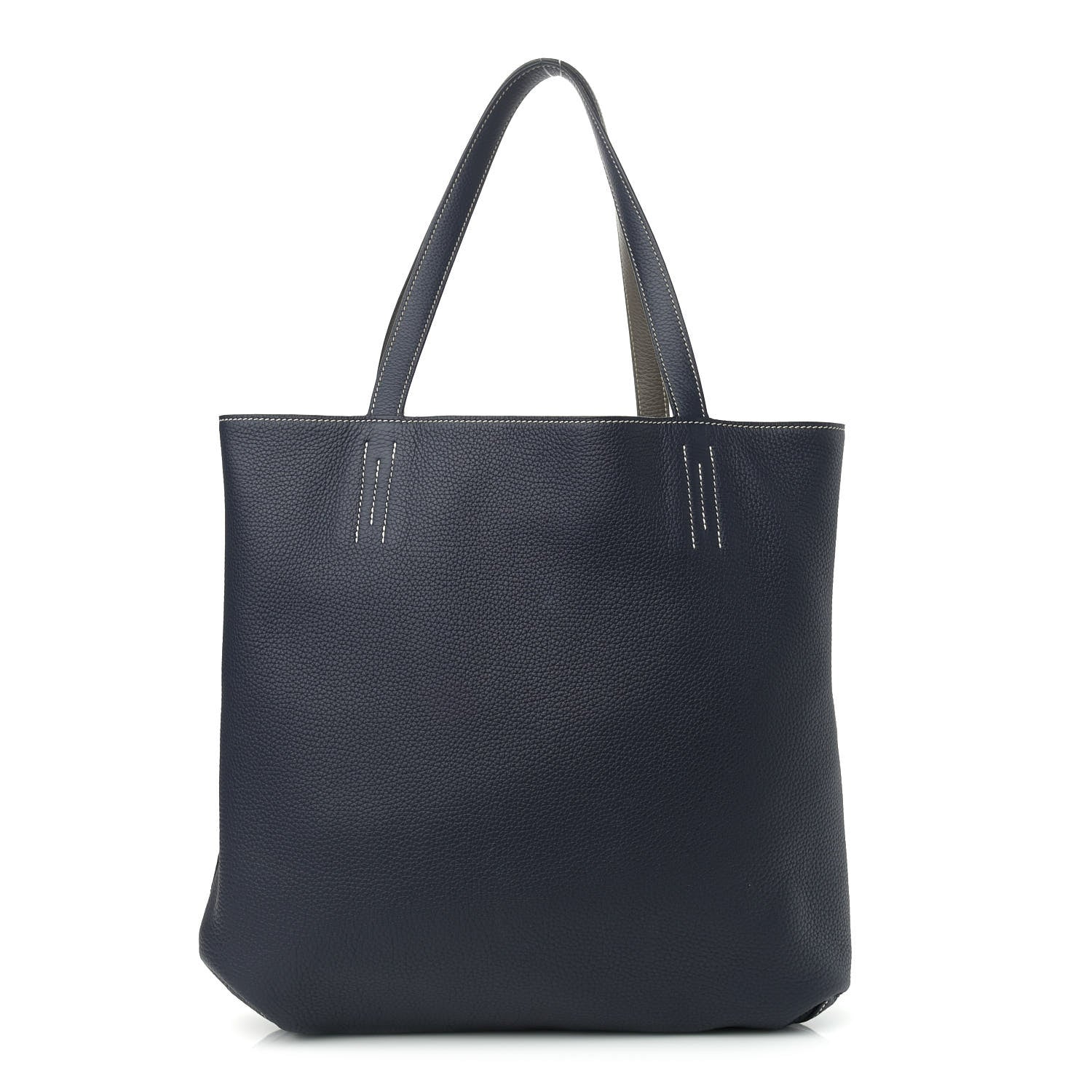 Hermes Taurillon Clemence Double Sens 45 Reversible Tote Bleu Nuit Etain 3 of 16