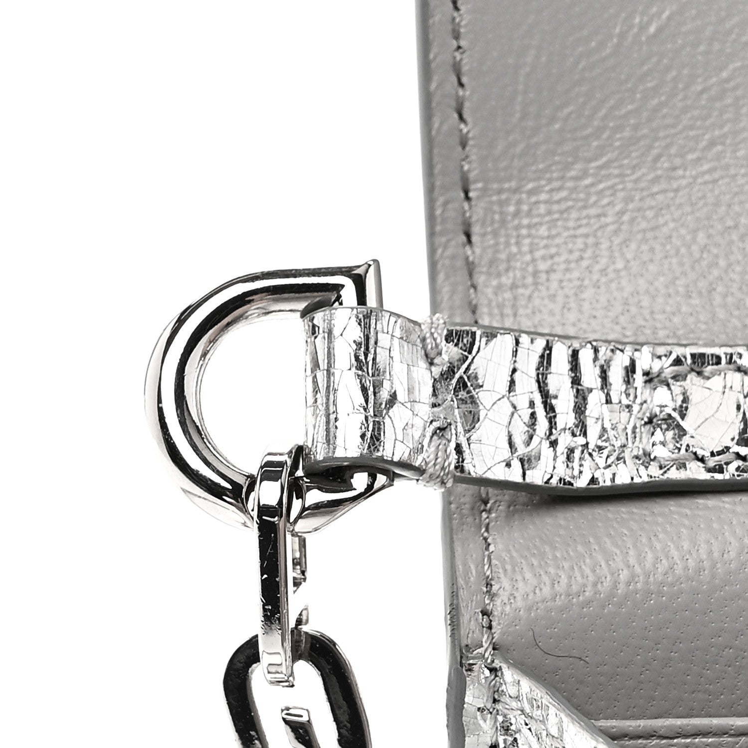 Givenchy Metallic Lambskin 4G Wallet On Chain Silvery 1838648