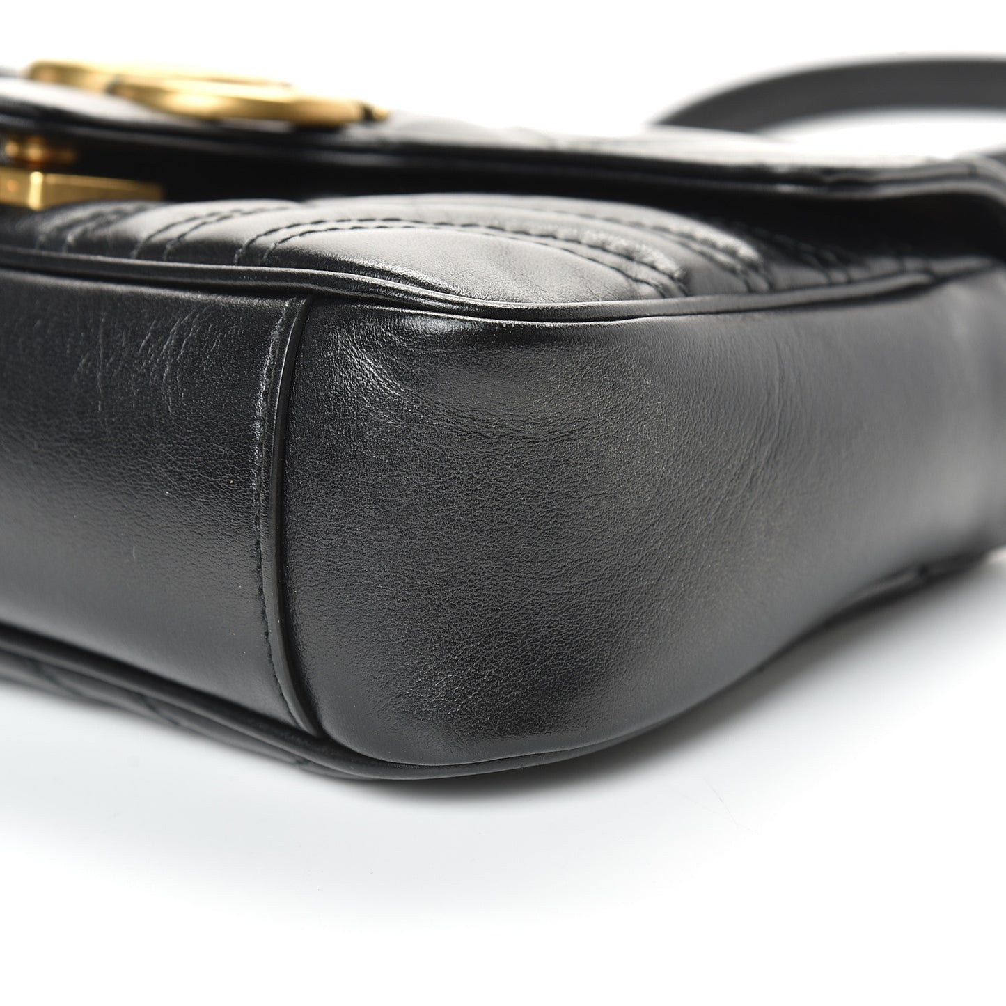 Calfskin Matelasse Mini GG Marmont Shoulder Bag Black