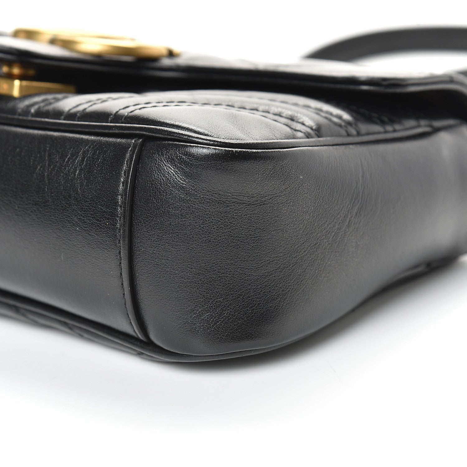 Gucci Calfskin Matelasse Mini GG Marmont Shoulder Bag Black 9 of 14