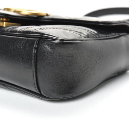 Gucci Calfskin Matelasse Mini GG Marmont Shoulder Bag Black 9 of 14