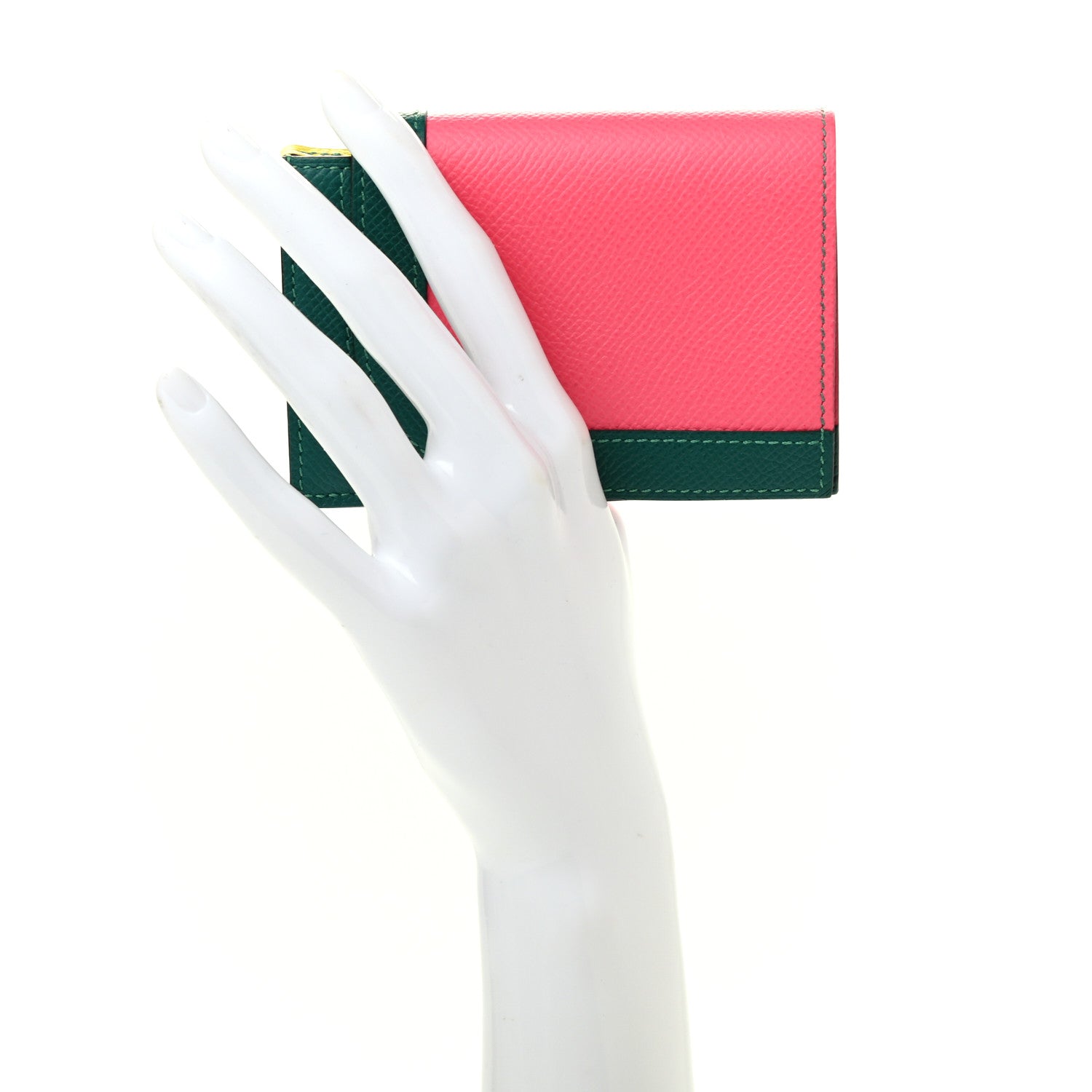 Hermes Epsom Camail Long Wallet Rose Azalee Malachite Lime 2 of 7