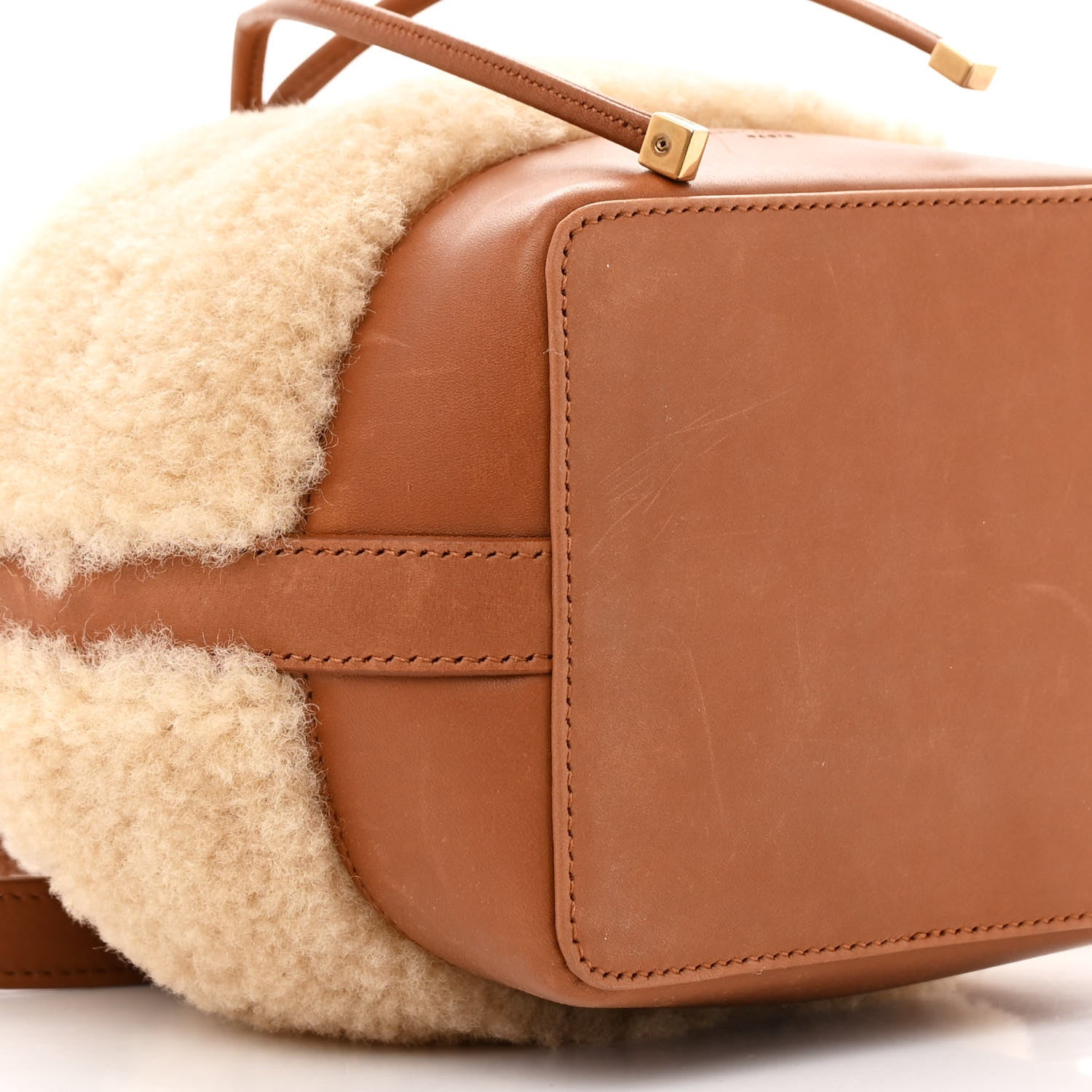 Saint Laurent Shearling Calfskin Small Emmanuelle Bucket Bag Natural Beige Brick 9 of 13