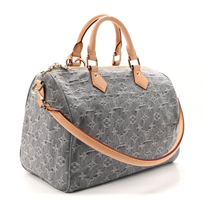 Louis Vuitton Monogram Denim Speedy Soft 30 Washed Gray 3 of 9
