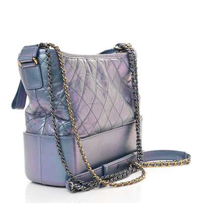 Chanel Iridescent Aged Calfskin Quilted Medium Gabrielle Hobo Blue 3 of 10