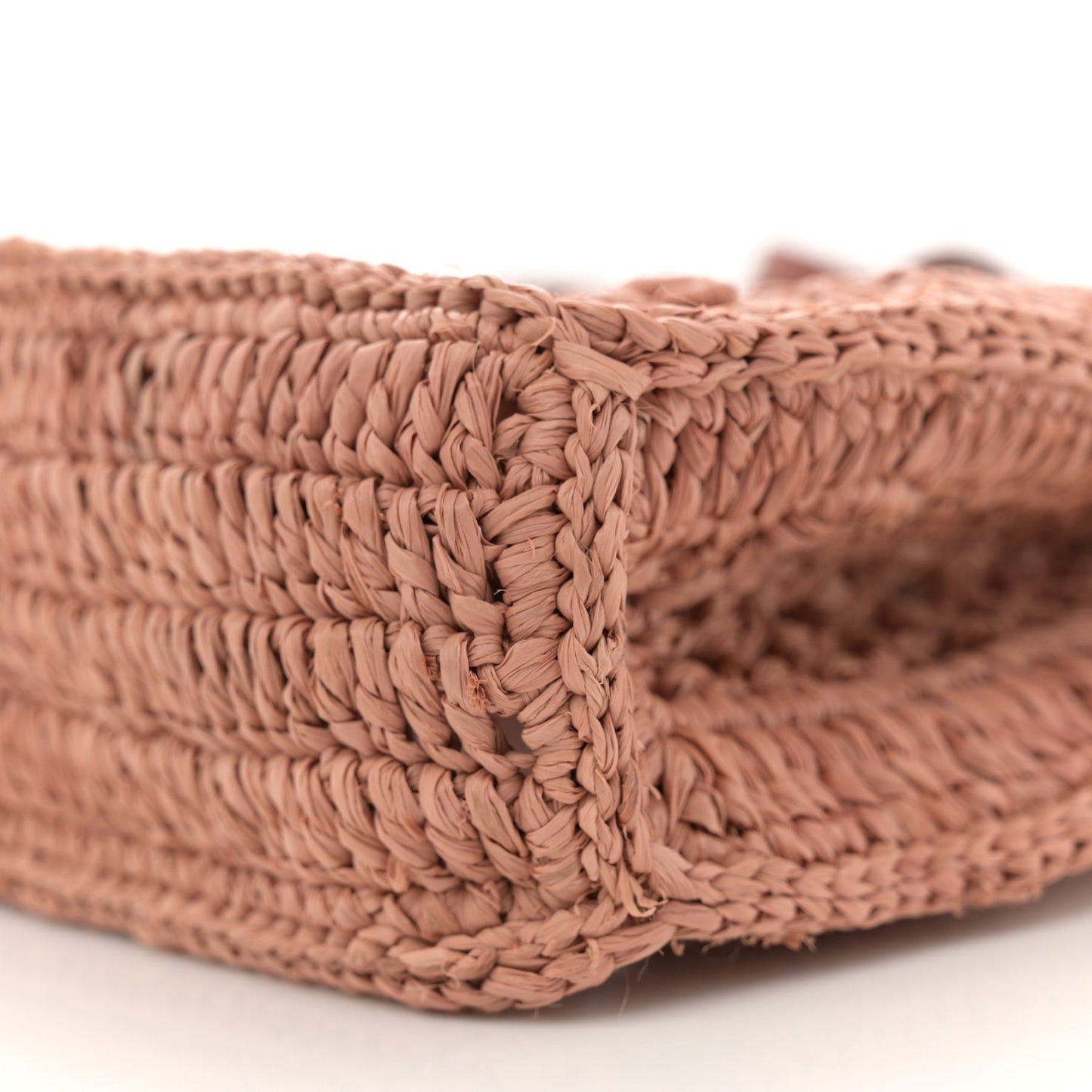 Raffia Calfskin Mini Summer Banana Tote Summery Beige