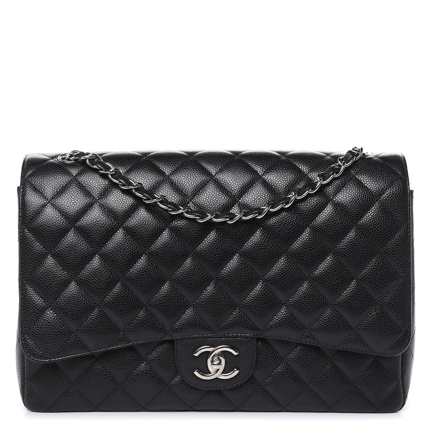 Caviar Quilted Maxi Double Flap Black