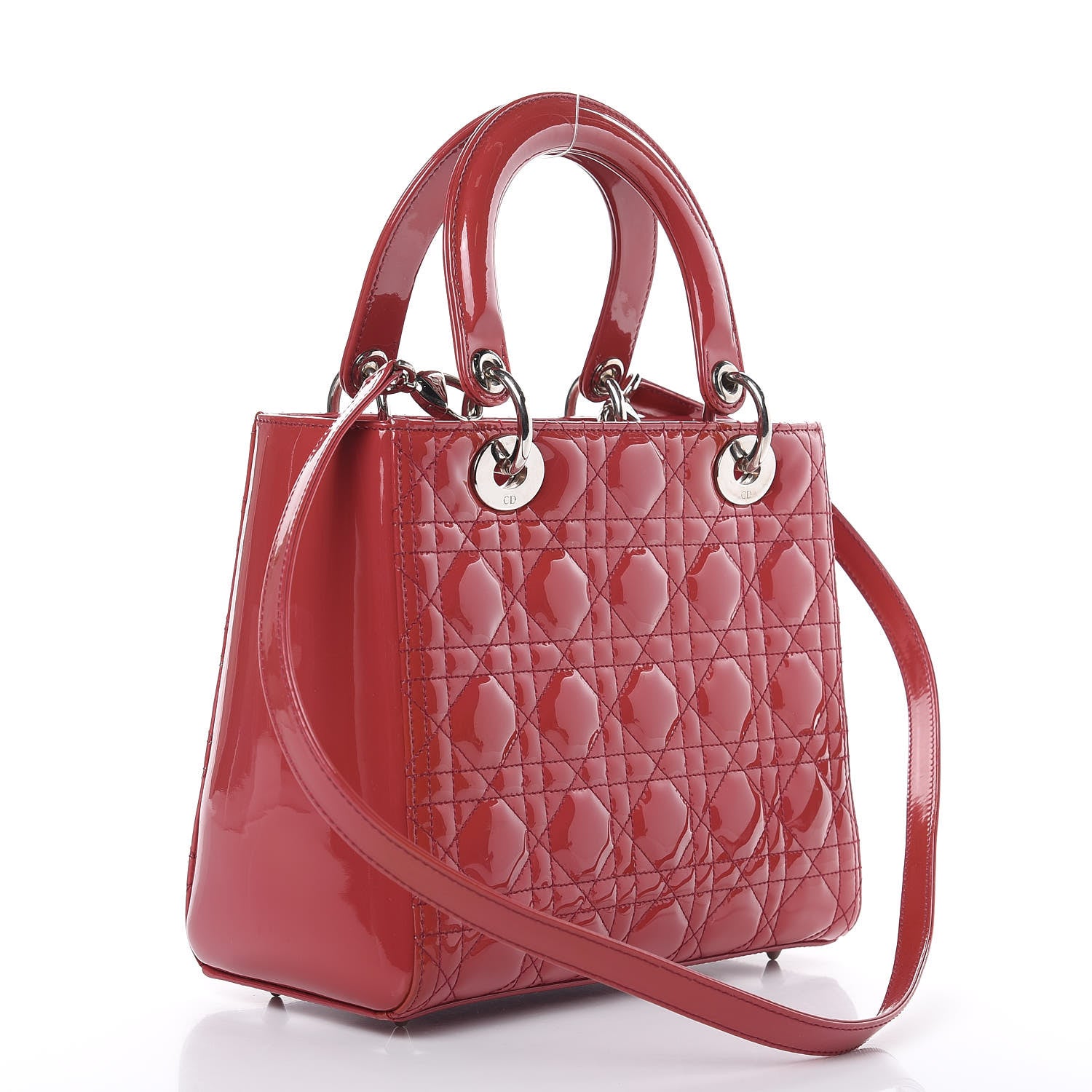 Christian Dior Patent Cannage Medium Lady Dior Dark Pink 3 of 11