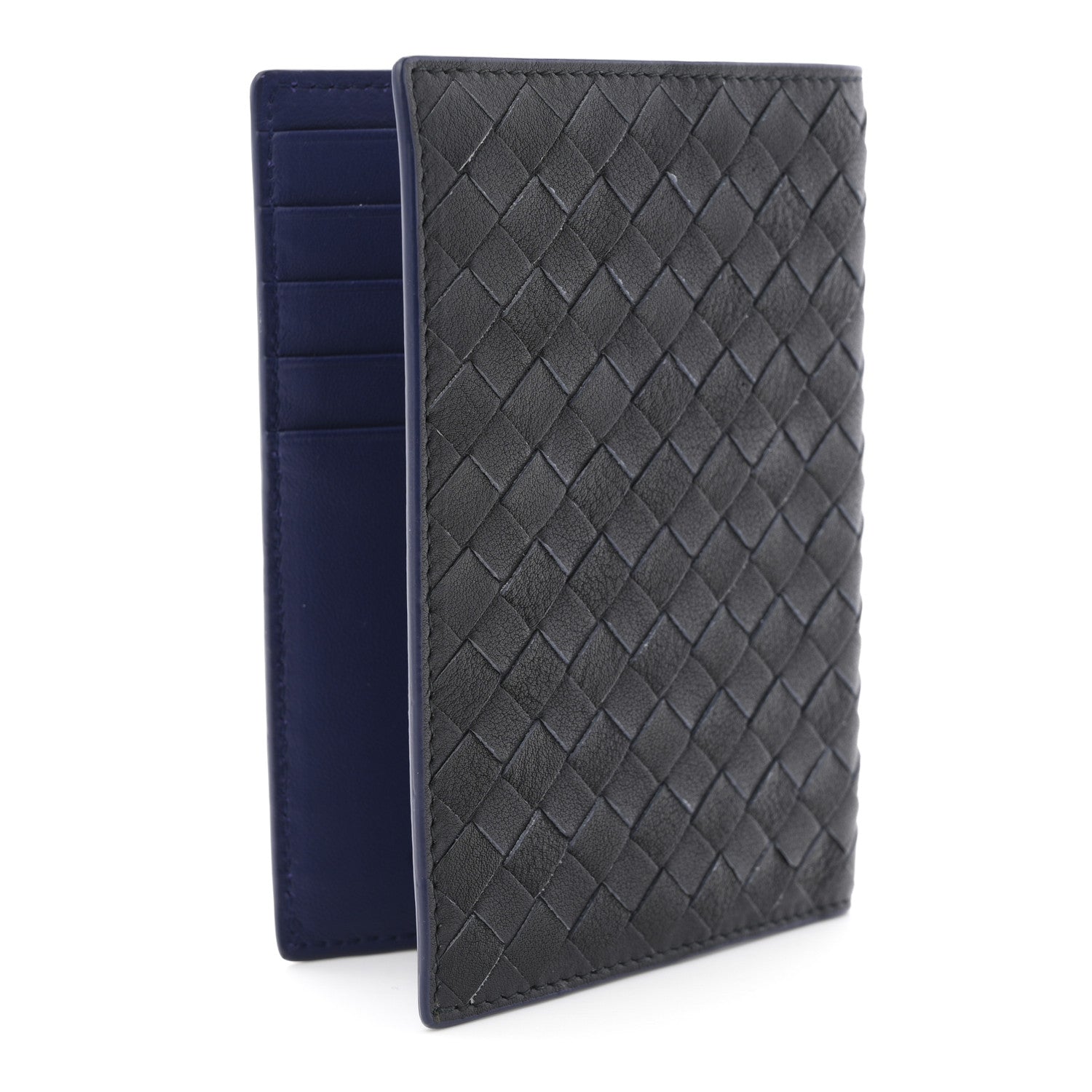 Bottega Veneta Nappa Intrecciato Passport Case Navy Blue 1845502