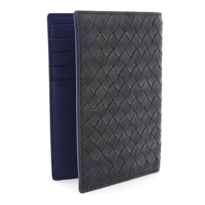Bottega Veneta Nappa Intrecciato Passport Case Navy Blue 3 of 8