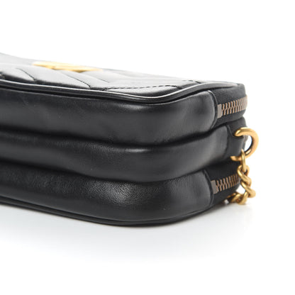 Gucci Calfskin Matelasse Mini GG Marmont Chain Crossbody Bag Black 12 of 13