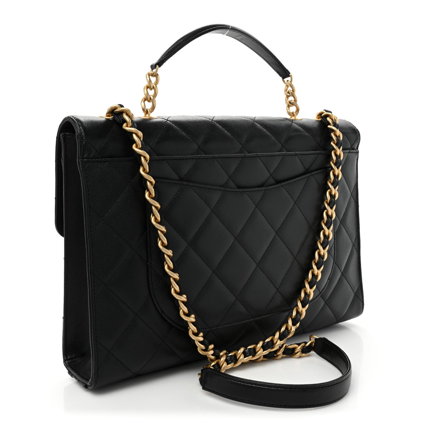 Caviar Quilted Carry Me Top Handle Flap Black