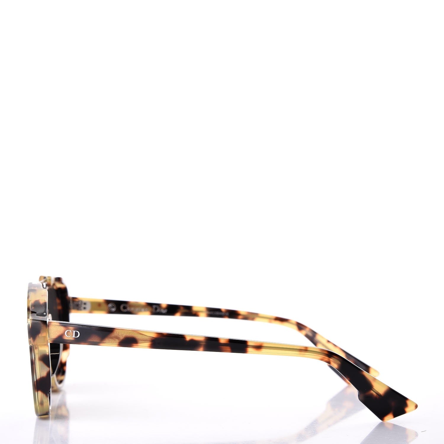 Christian Dior Abstract Square Mirrored Sunglasses Spotted Havana Green 4 of 8