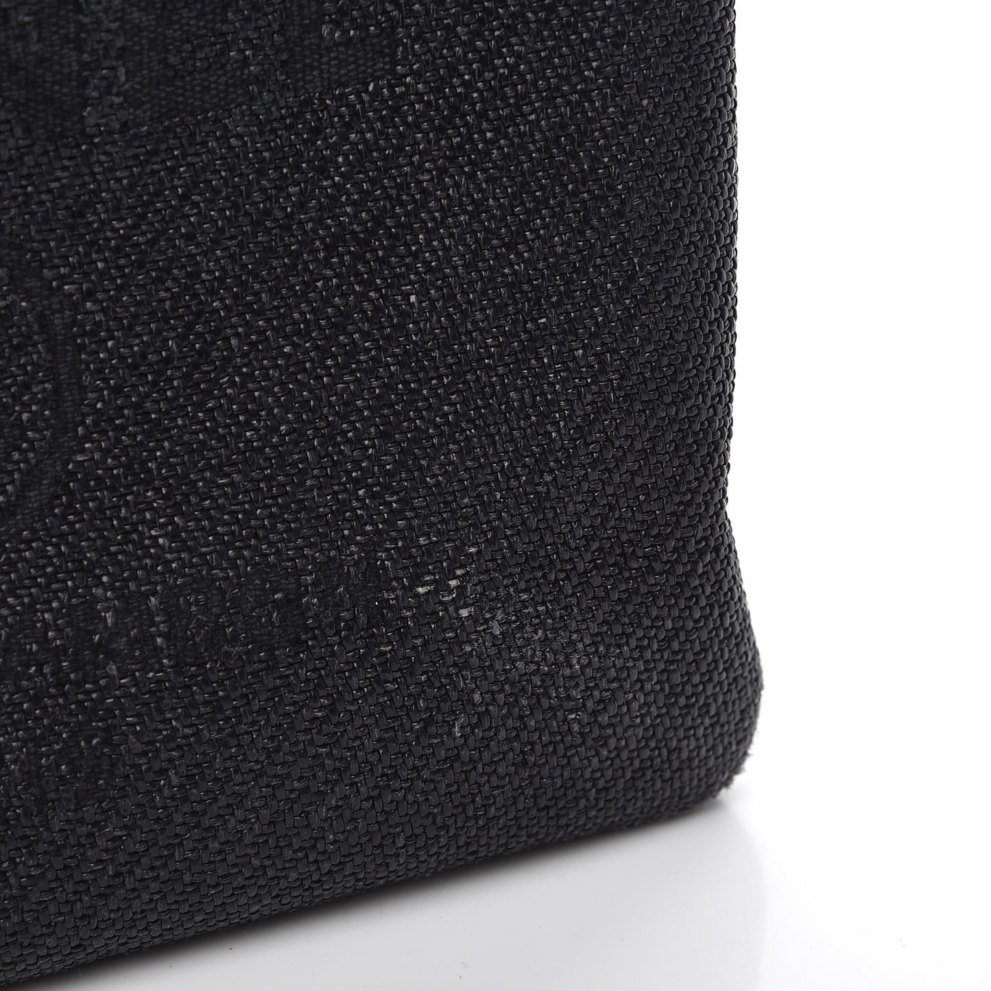 Woven Straw Raffia Small Deauville Pouch Dark Grey