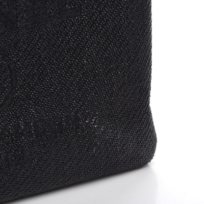 Chanel Woven Straw Raffia Small Deauville Pouch Dark Grey 11 of 12