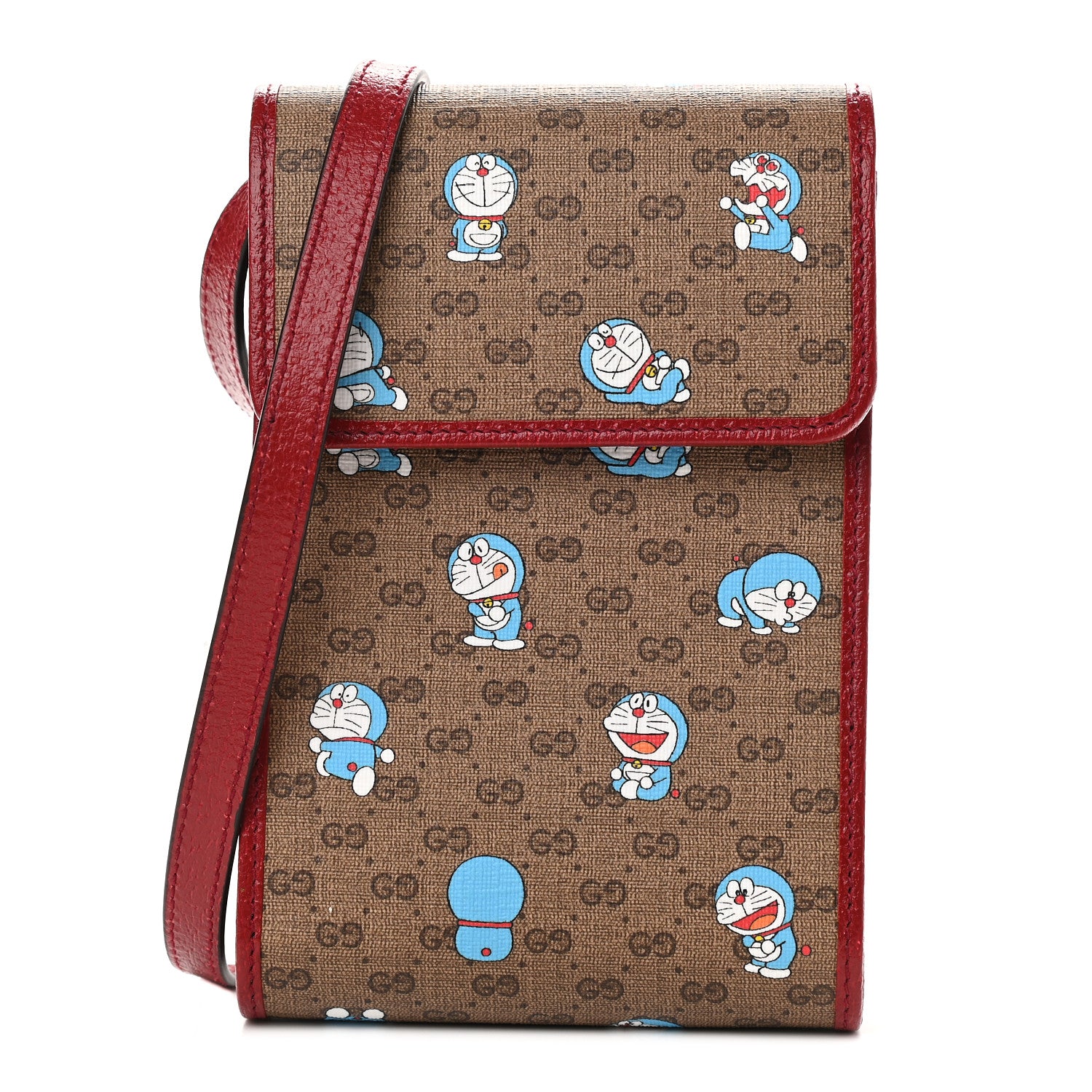 Gucci X DORAEMON Mini Vintage GG Supreme Monogram Mini Crossbody Bag Beige Cherry Red 1 of 9