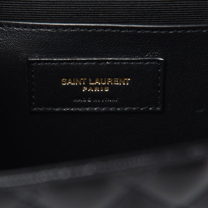 Saint Laurent Grain De Poudre Textured Mixed Matelasse Triquilt Medium Monogram Satchel Black 7 of 9