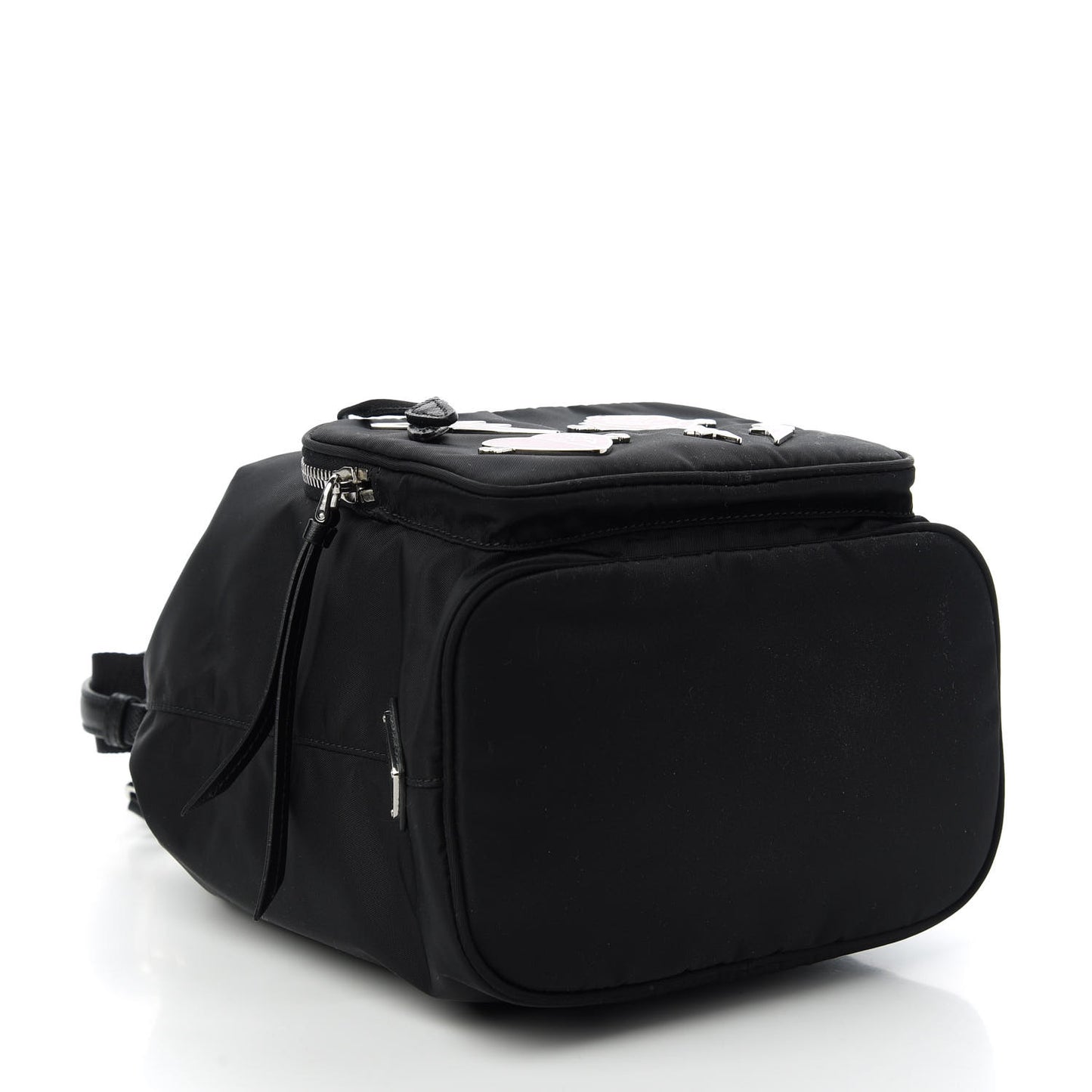 Tessuto Nylon Saffiano Smalto Mini Bucket Crossbody Bag Black