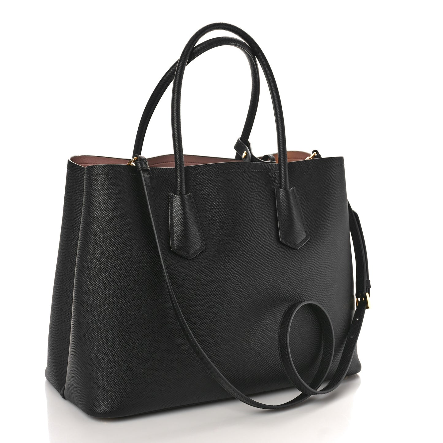 Saffiano Cuir Large Double Bag Black Mughetto