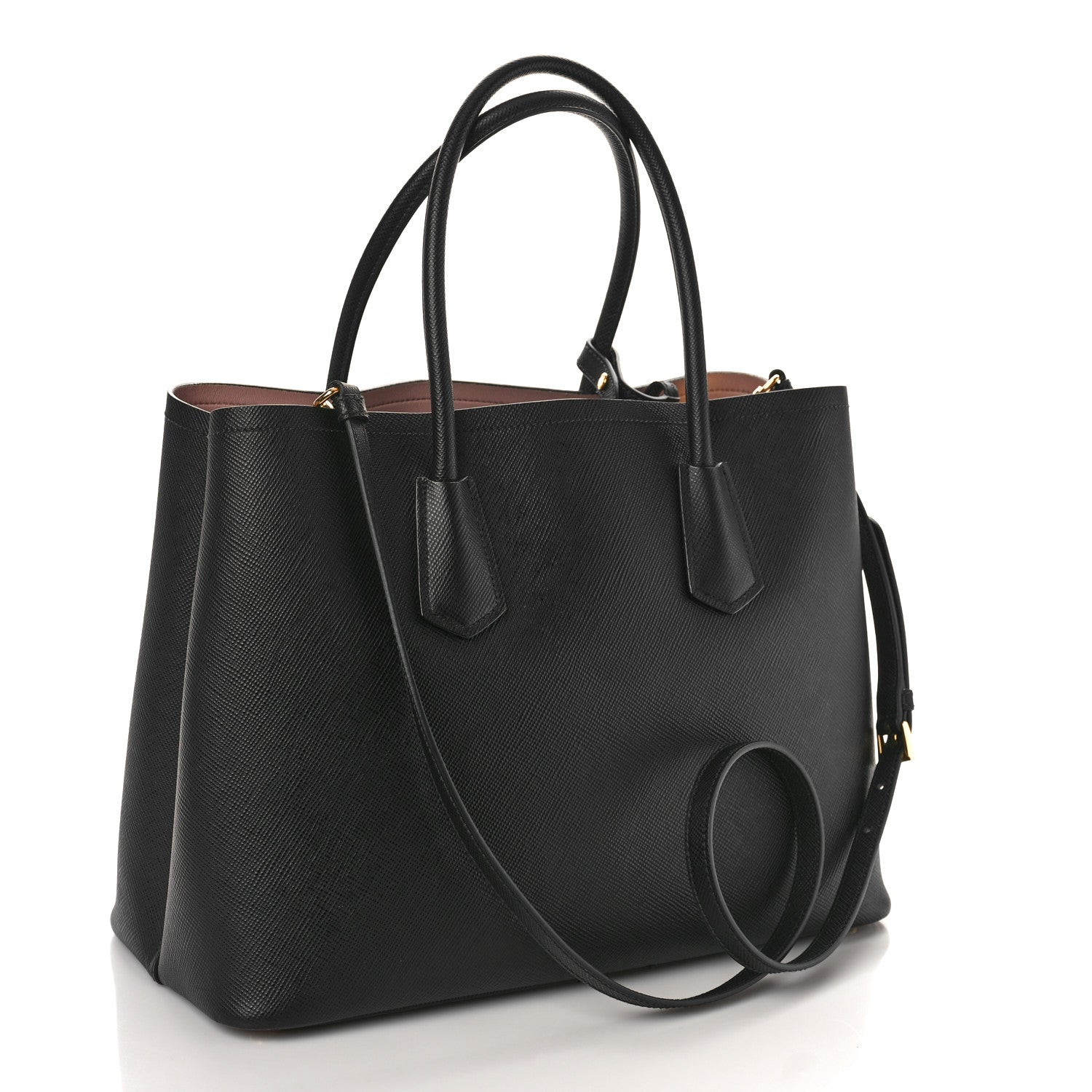 Prada Saffiano Cuir Large Double Bag Black Mughetto 3 of 8
