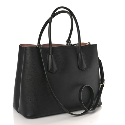 Prada Saffiano Cuir Large Double Bag Black Mughetto 3 of 8