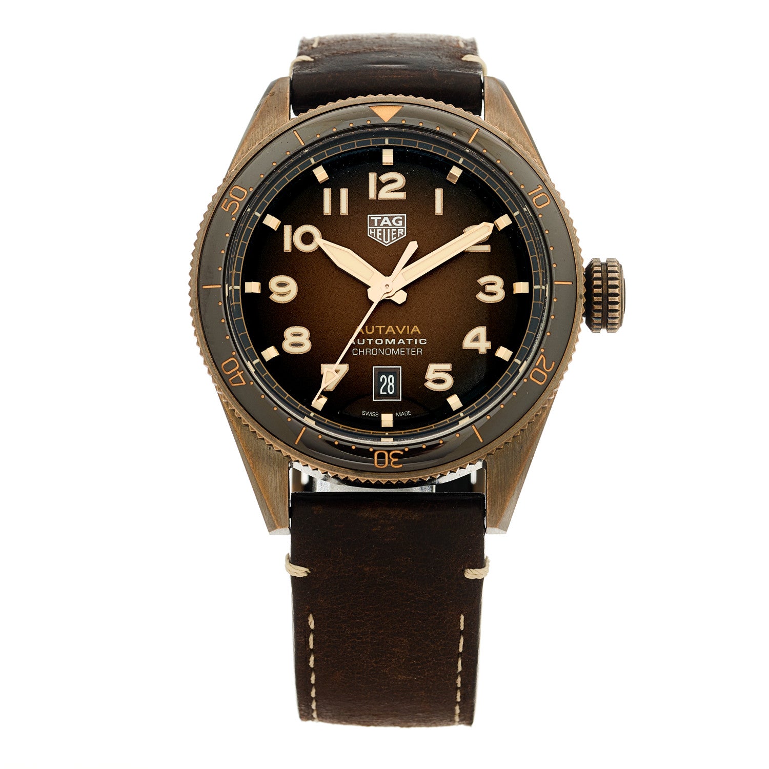 Tag Heuer Bronze Calfskin 41mm Autavia Automatic Watch Brown WBE5191 1 of 4