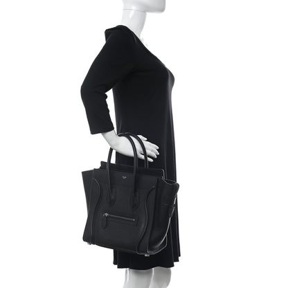 Celine Drummed Calfskin Micro Luggage Black 2 of 10